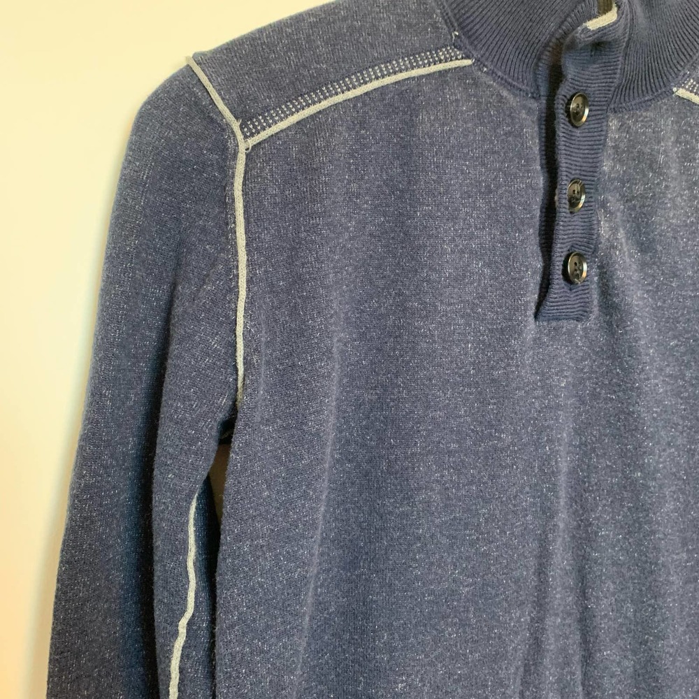 Sundance Mens Long Sleeve Sweater Shirt Size Small Navy Blue Button - Picture 6 of 15